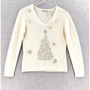 NWT Vintage Orvis Sweater Christmas Tree Lambswool Sequins Angora Size XS